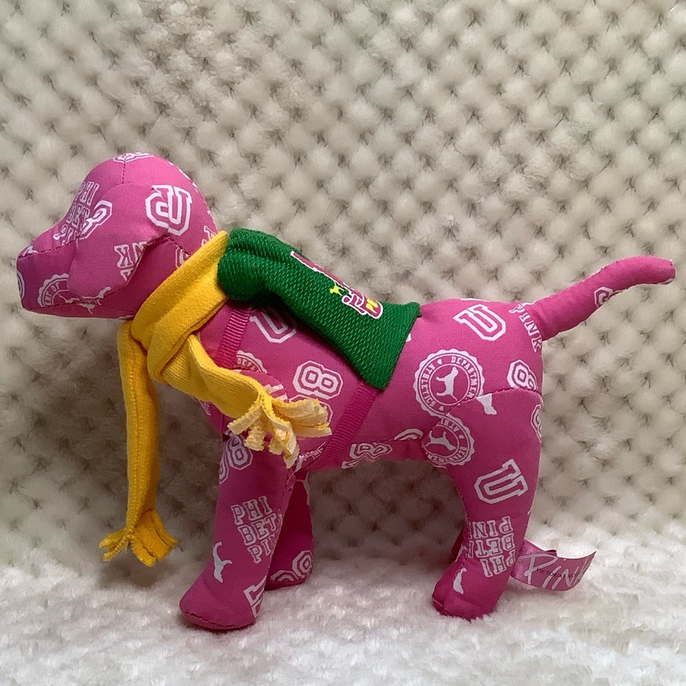 Victoria Secrets Pink Plush Puppy Dog with Scarf and Backpack Stuffed Animal Toy